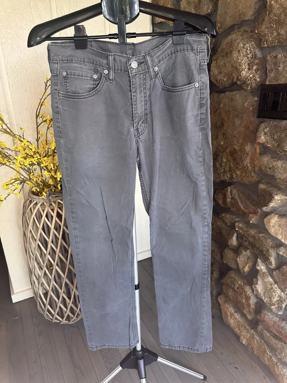 Levis 514 Jeans Mens 32x32 Black Denim Straight Leg Fit Charcoal Wash Stretch